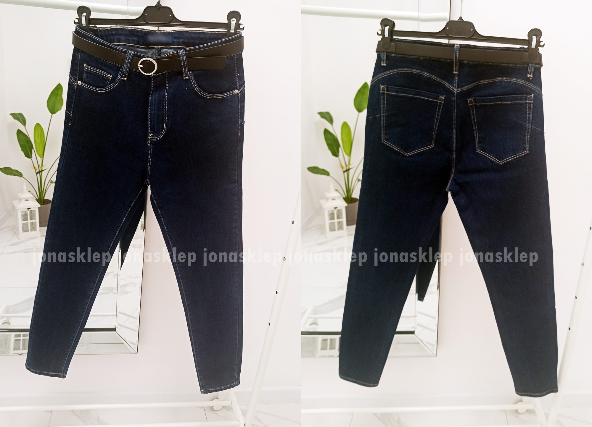 Ciemne jeansy DAMSKIE rurki push up PLUS SIZE