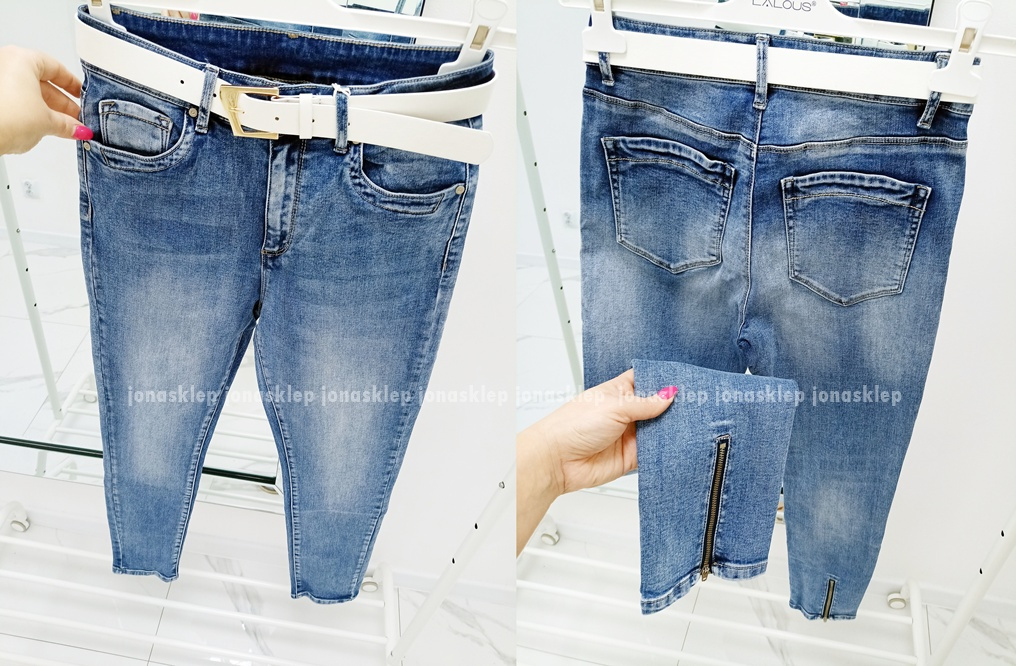 Jasne spodnie z Zamkami slim fit zip PLUS SIZE 