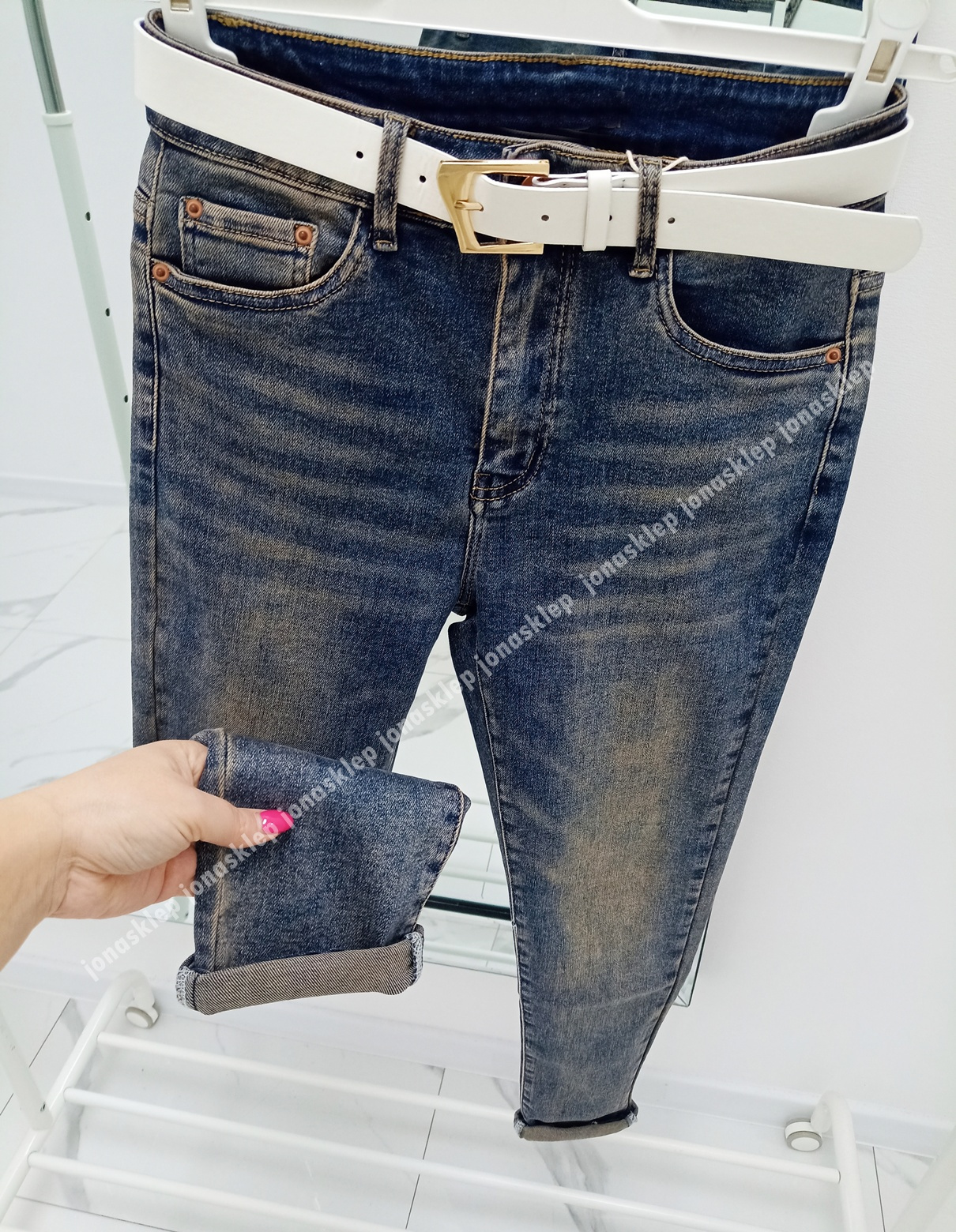 MOM JEANS casual blue dark PLUS SIZE