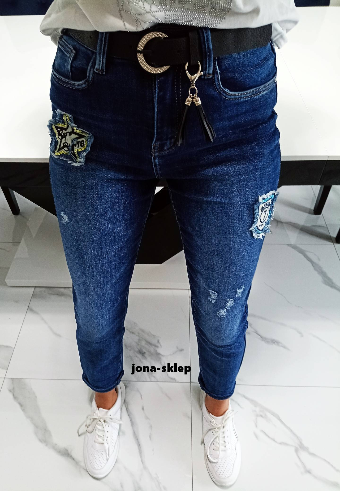 BAGGY jeansy print dark NASZYWKI