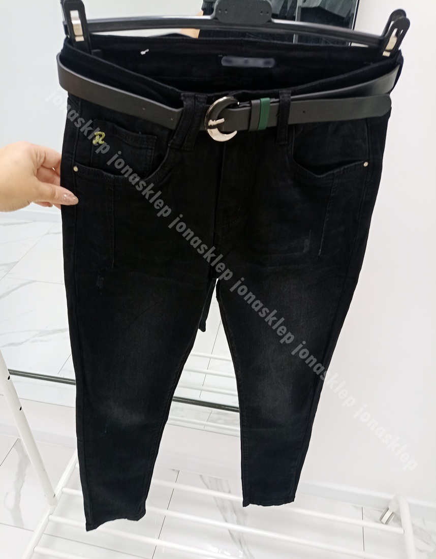 Boyfriend CZARNE jeansy zaszewki baggy pasek