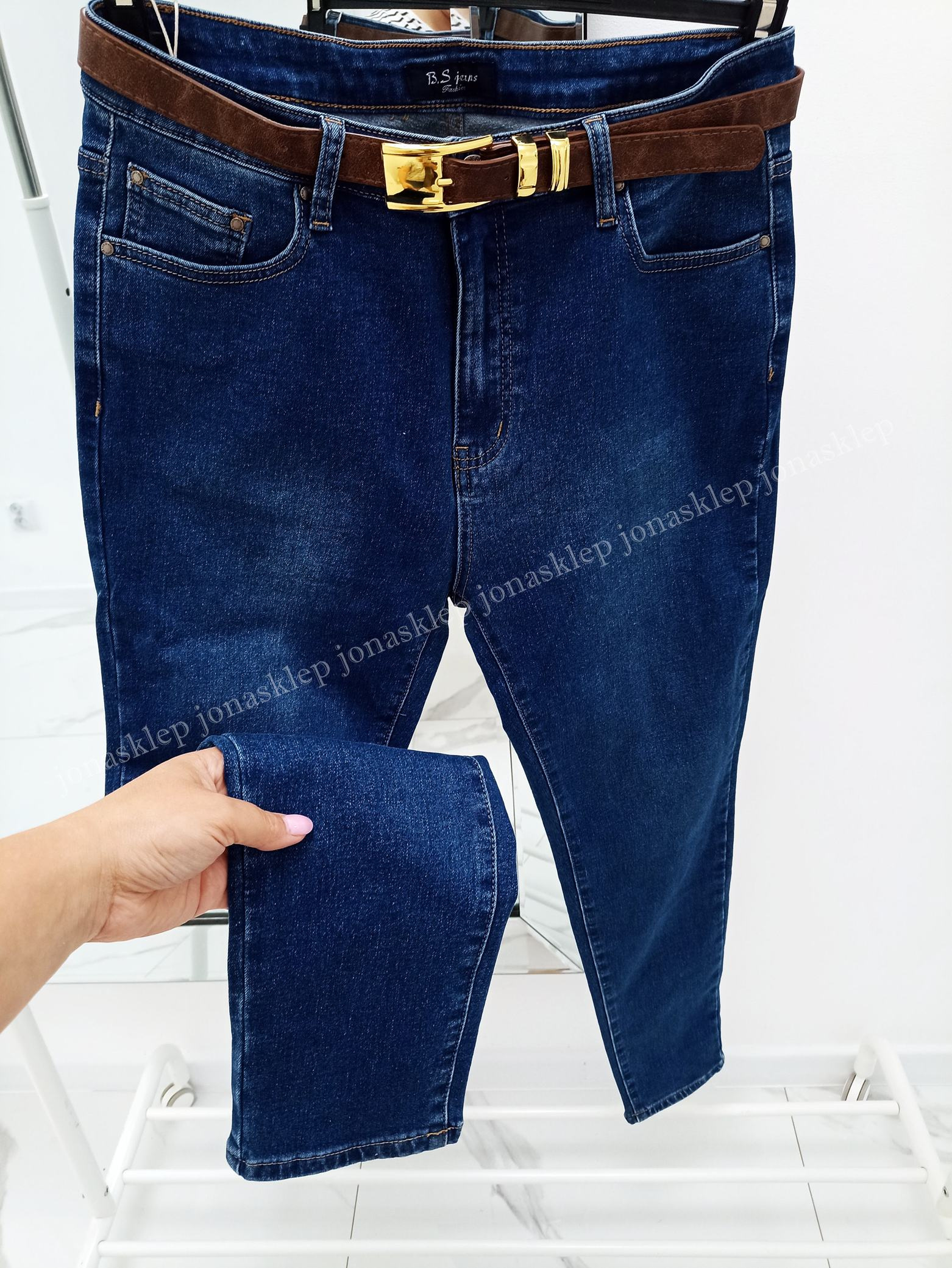 Premium jeansy DAMSKIE rurki push up blue PLUS SIZE