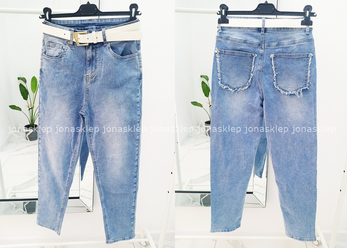 Jasne spodnie KIESZONKI mom fit PLUS SIZE 
