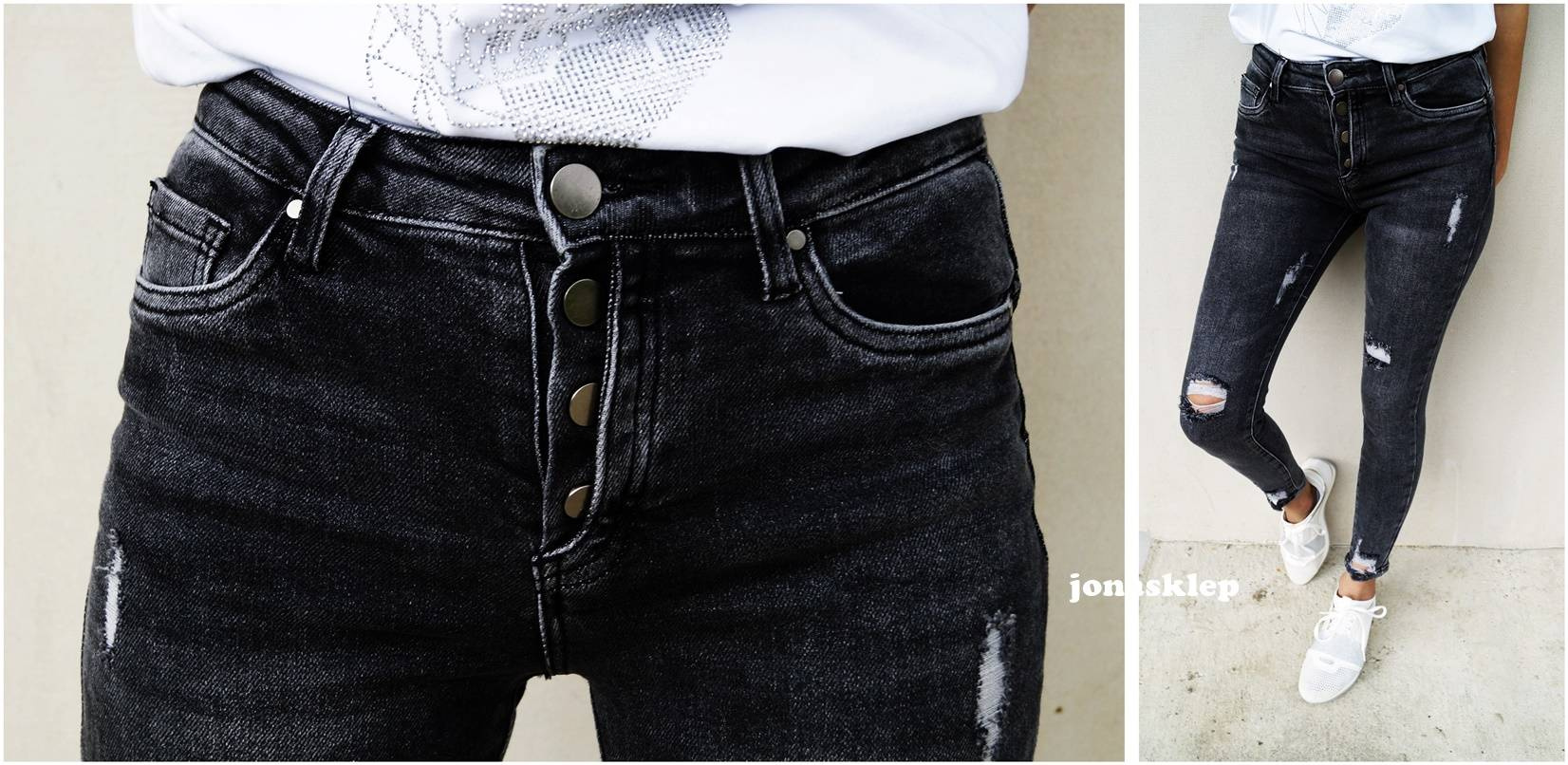 NEW zdobienia JEANS PUSH UP gray pas