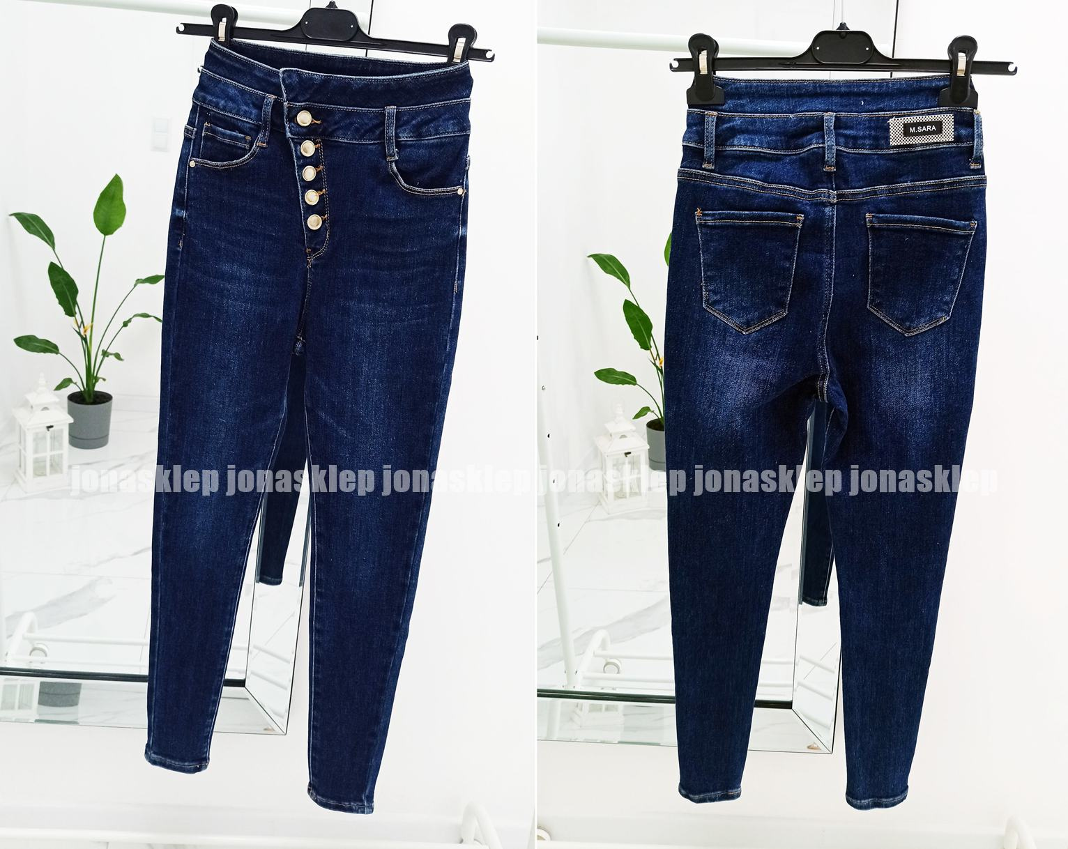 Jeansy damskie z guzikami rurki DARK