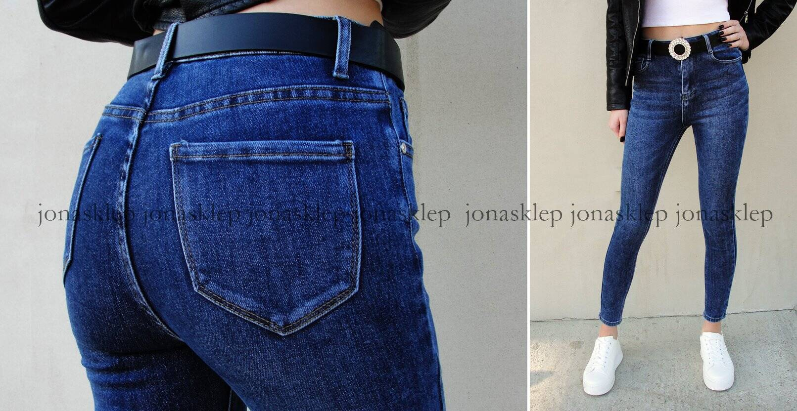 Premium classic jeans PUSH UP rurki pasek