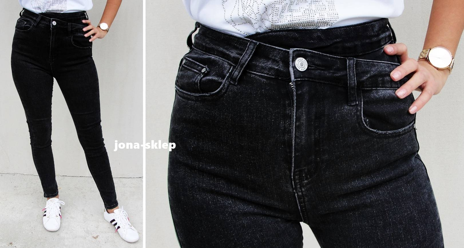 NEW zdobienia JEANS PUSH UP black pas