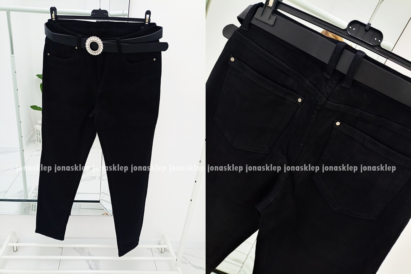 Czarne jeansy damskie BLACK mom fit PLUS SIZE 