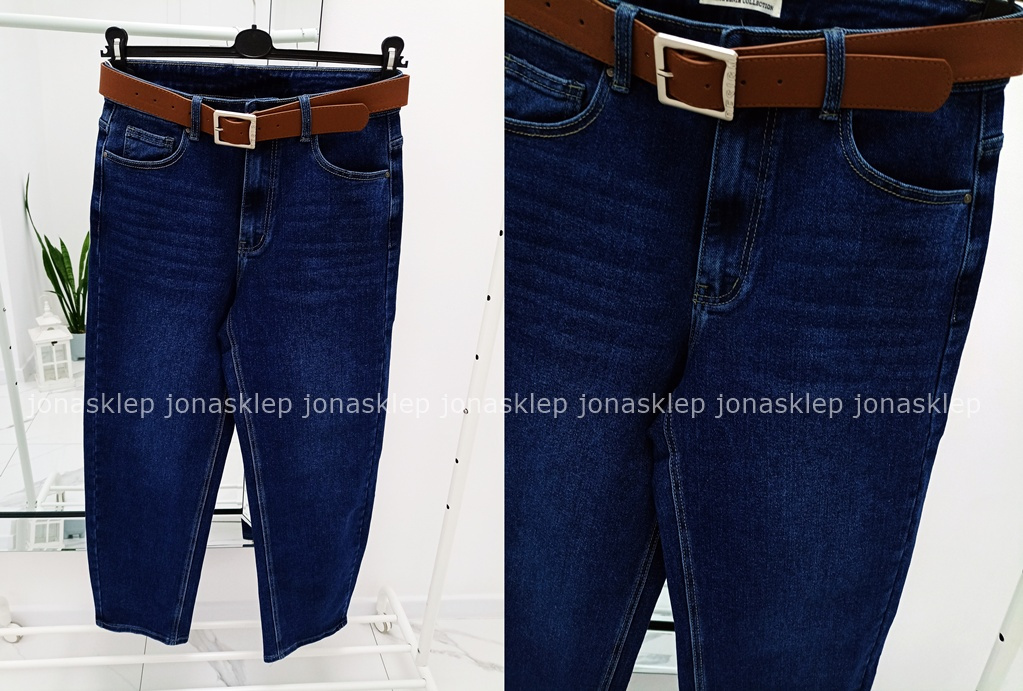 BALLON JEANS casual blue dark PASEK PLUS SIZE