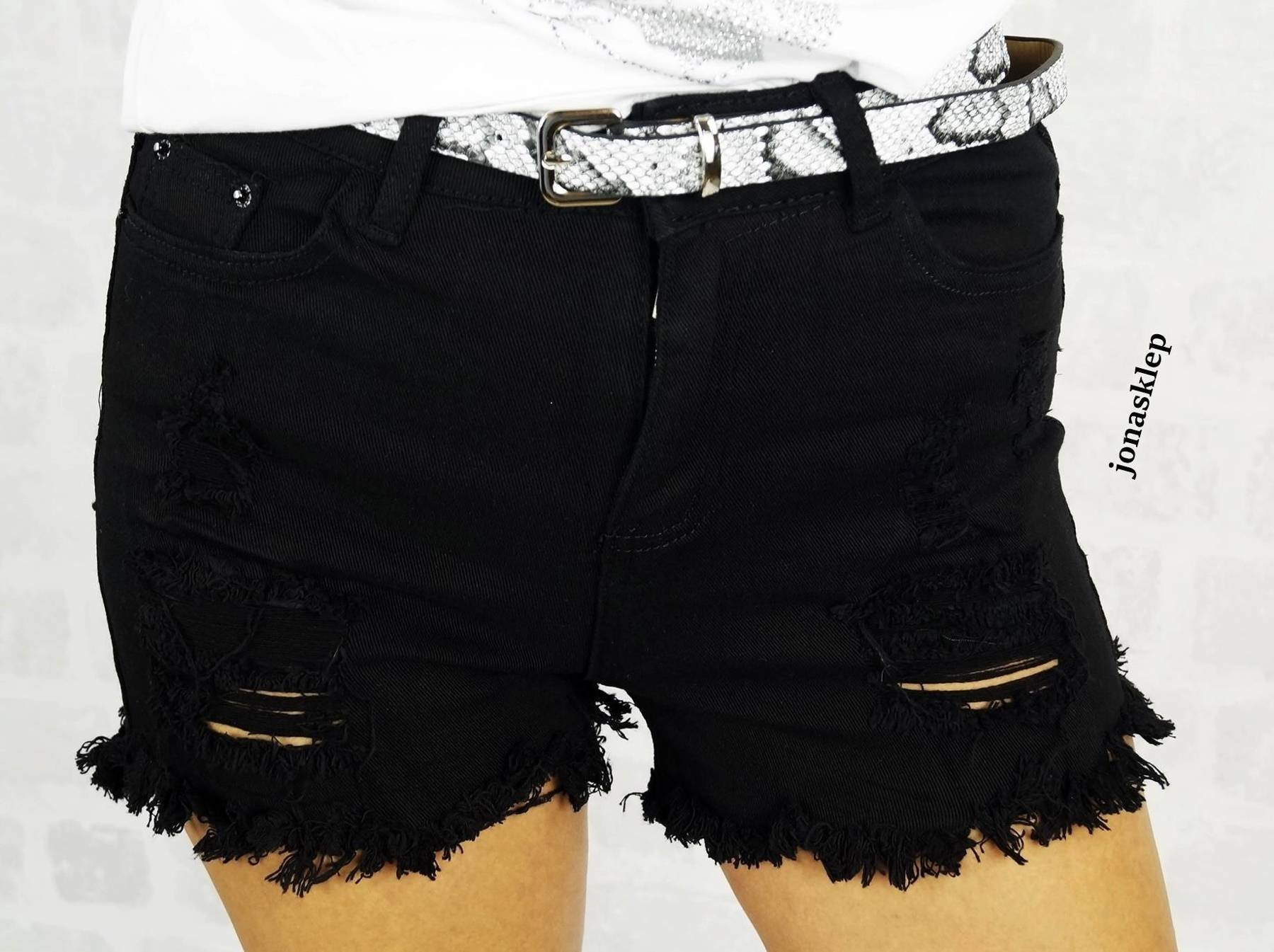 Czarne podarte spodenki szorty black dziury QUEEN