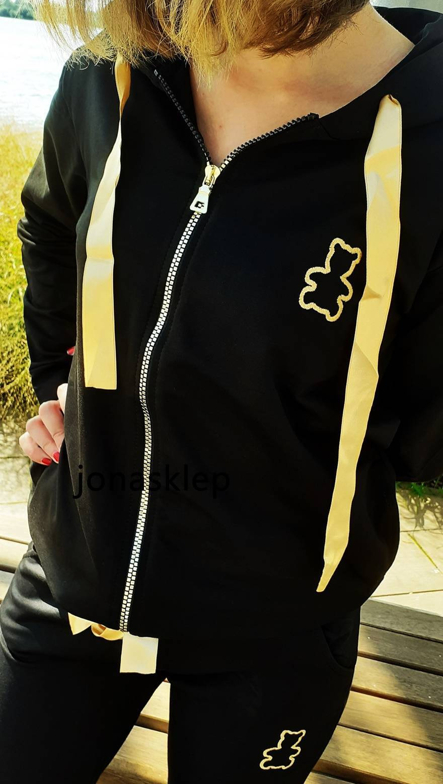 CASUAL bluza BLACK logowany BEAR gold