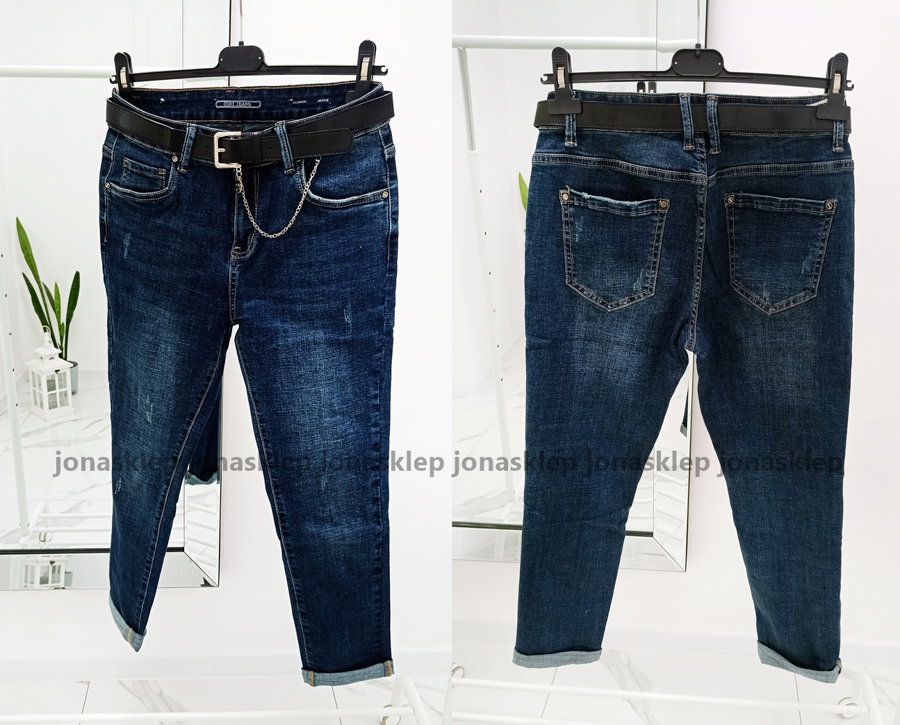 PAPERBAG JEANS pasek new look LUŹNE dark