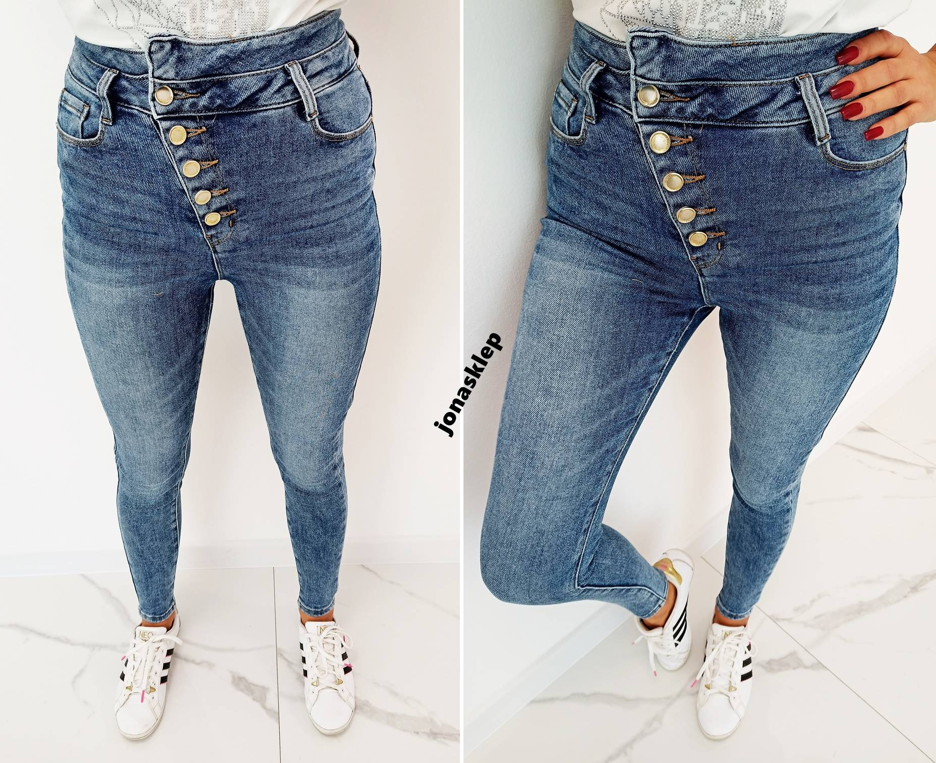 new SLIM FIT jeansy z guzikami WYSOKI STAN