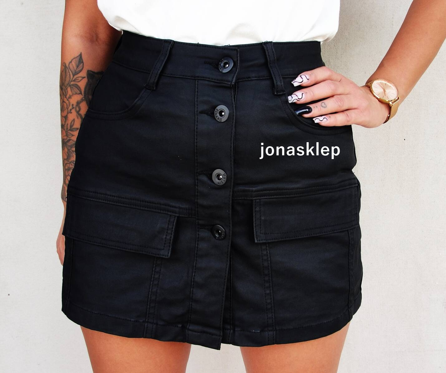 HOT spódnica / spodenki black czarne guziki