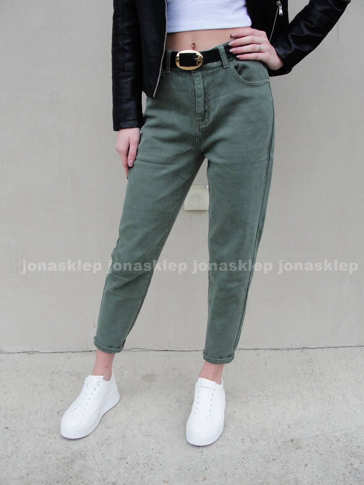 Boyfriend KHAKI luźne jeansy baggy lau