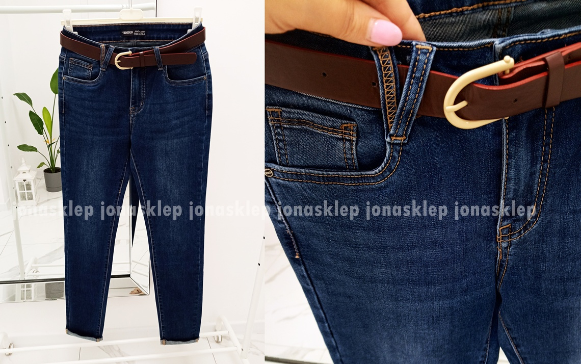 Ciemne spodnie MOM FIT dark PLUS SIZE pasek