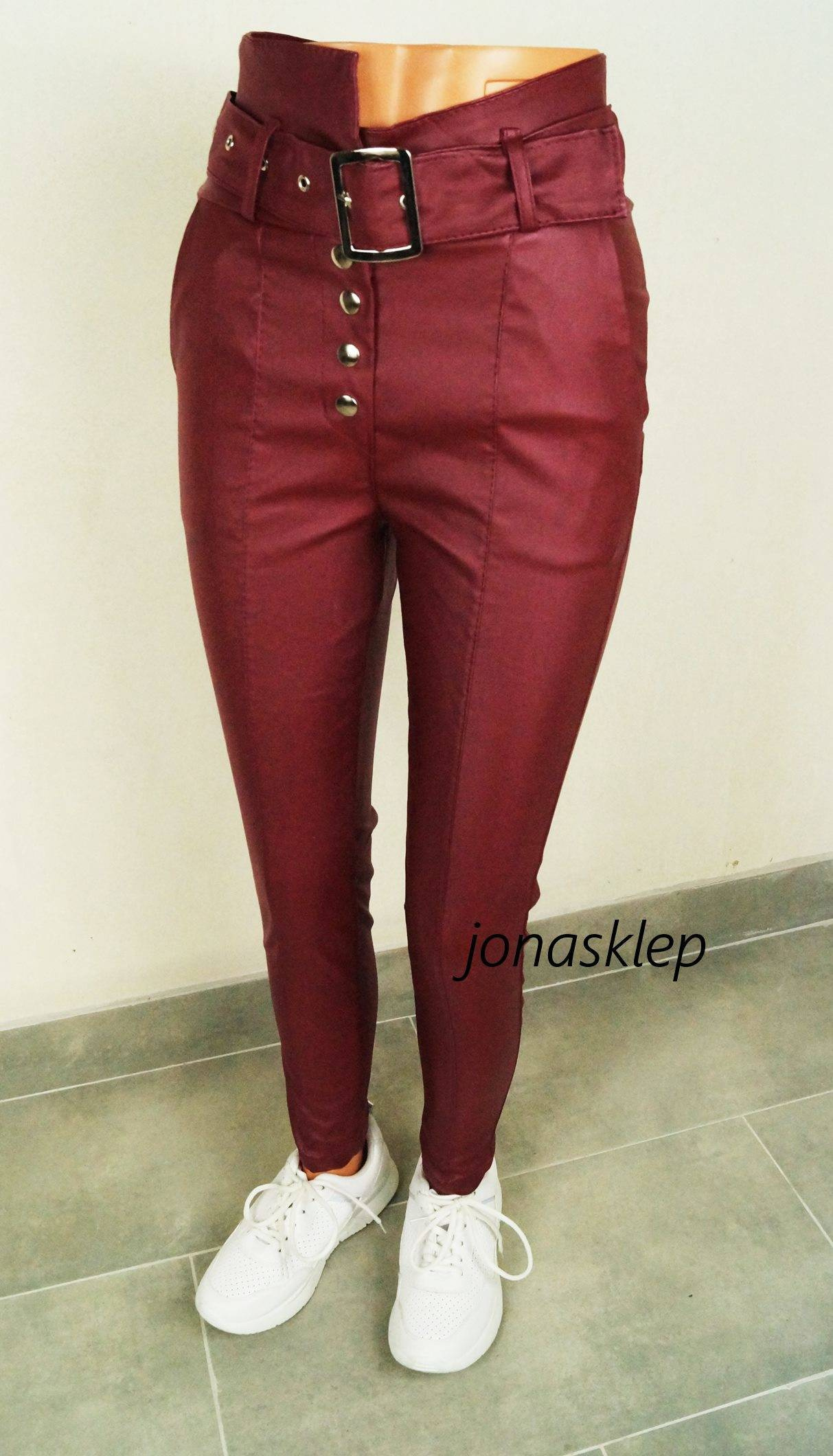 BORDO eleganckie woskowane PASEK CHINOSY