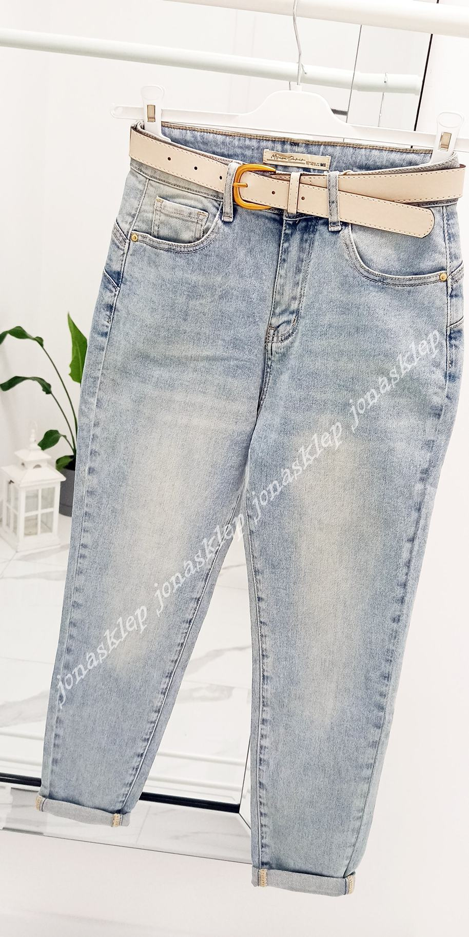 JASNE mom fit casual jeans new look baggy pasek