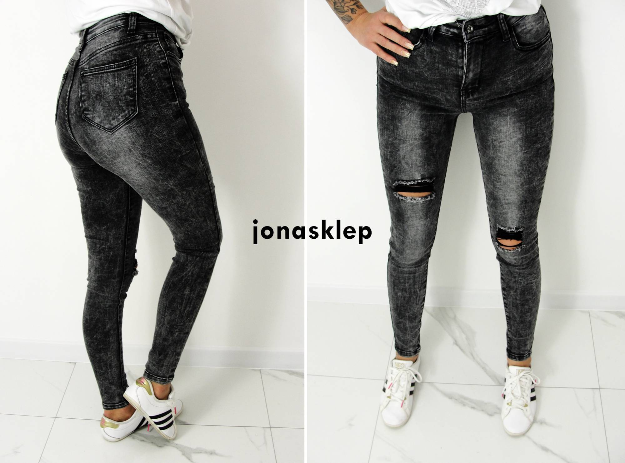 Jeans DZIURY black RURKI vintage 