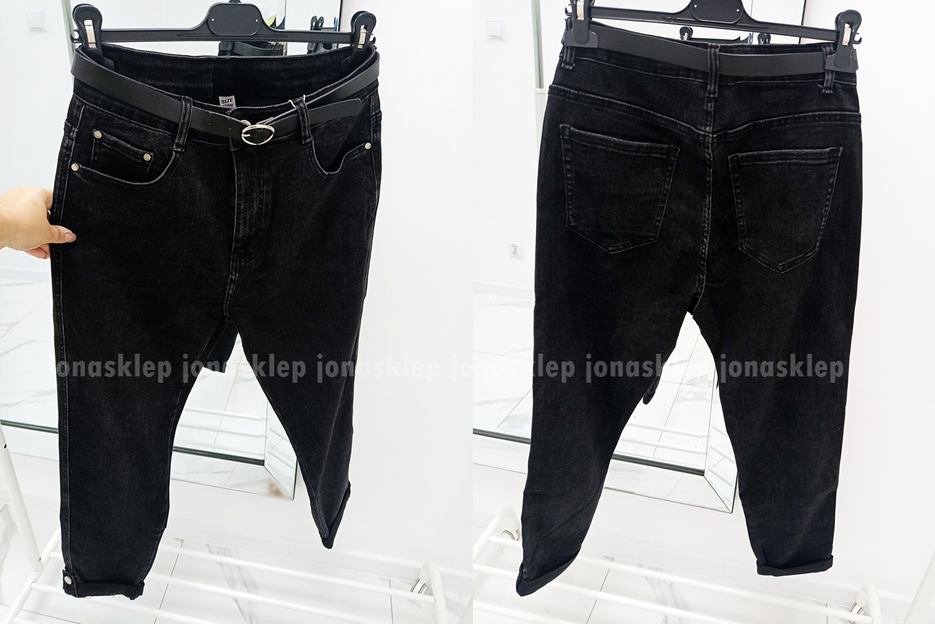 MAYBE mom fit PODWJANE NOGAWKI GUZIKI black PLUS SIZE