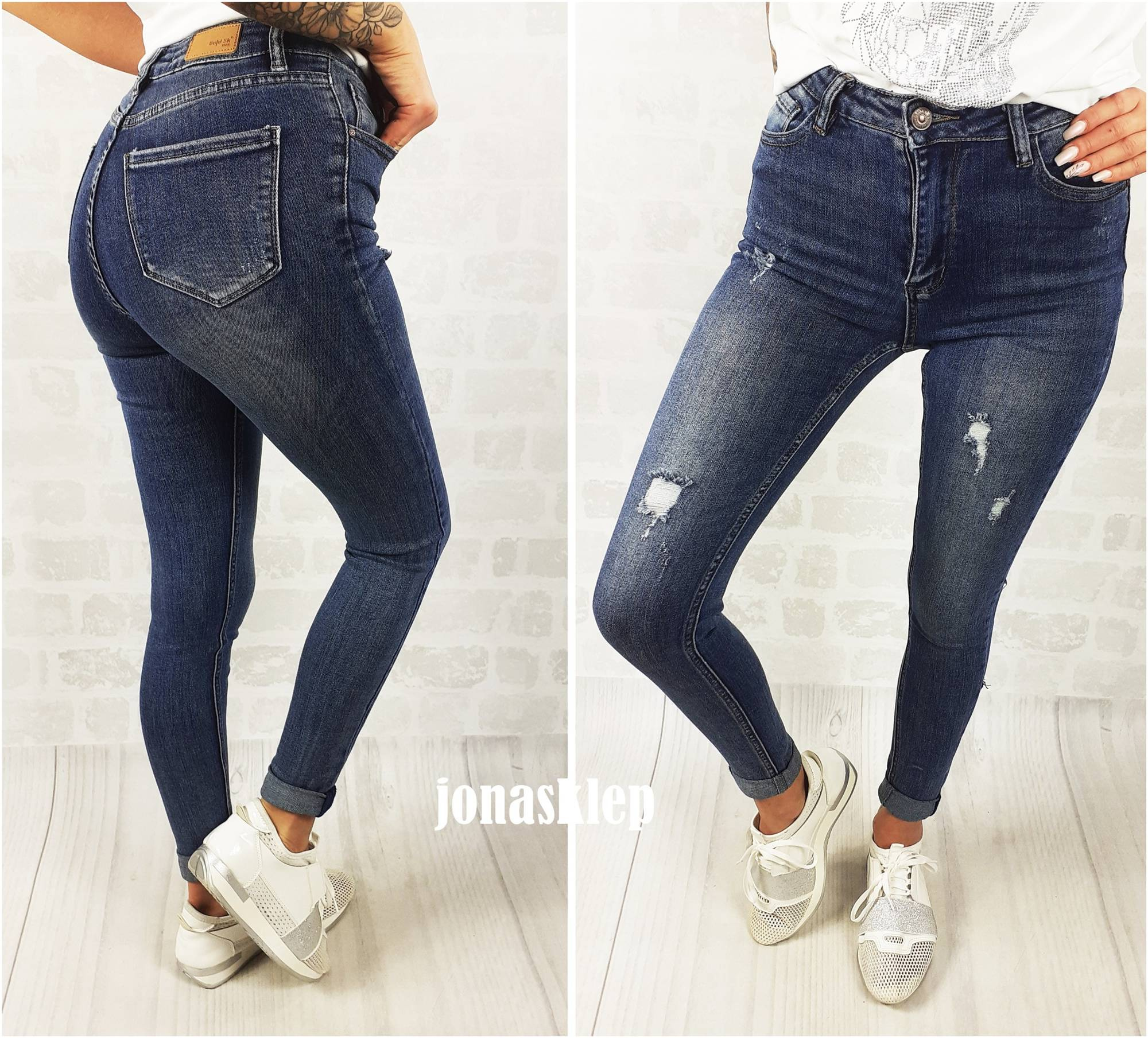 Classic jeans DARK DENIM przetarcia LESS 