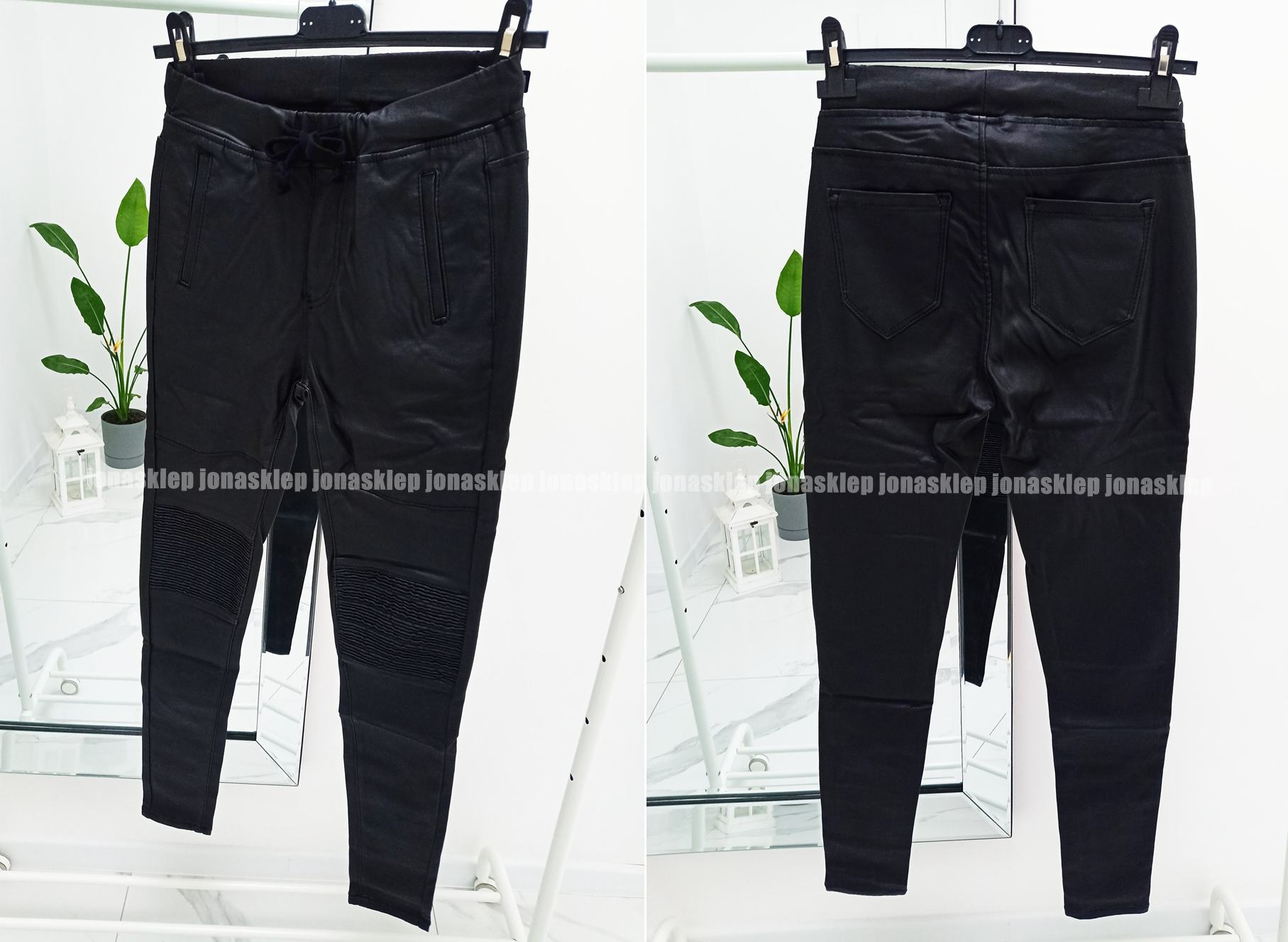 BONNIE spodnie woskowane black z bikerem