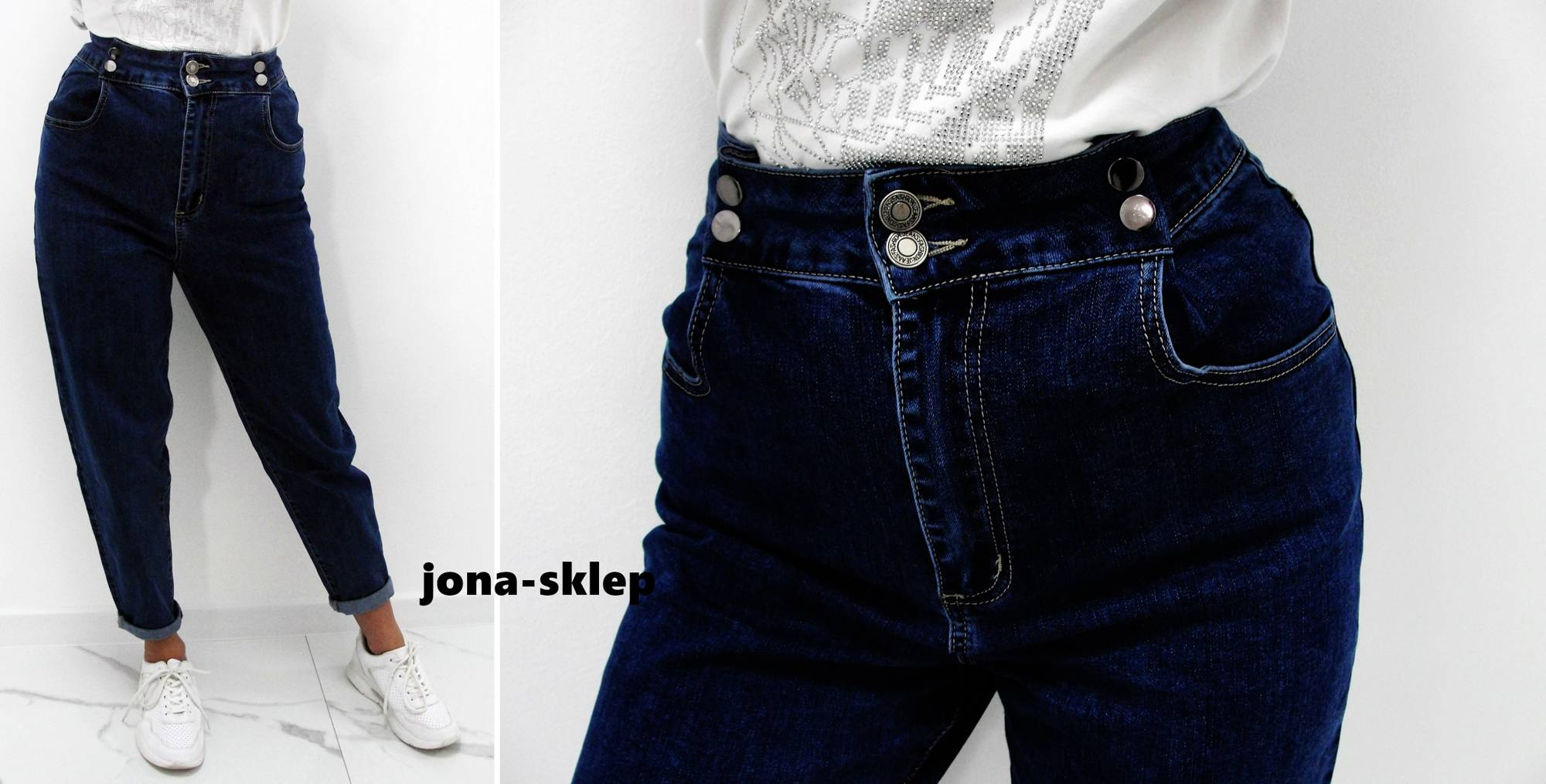 MAYBE mom fit casual blue baggy guziki