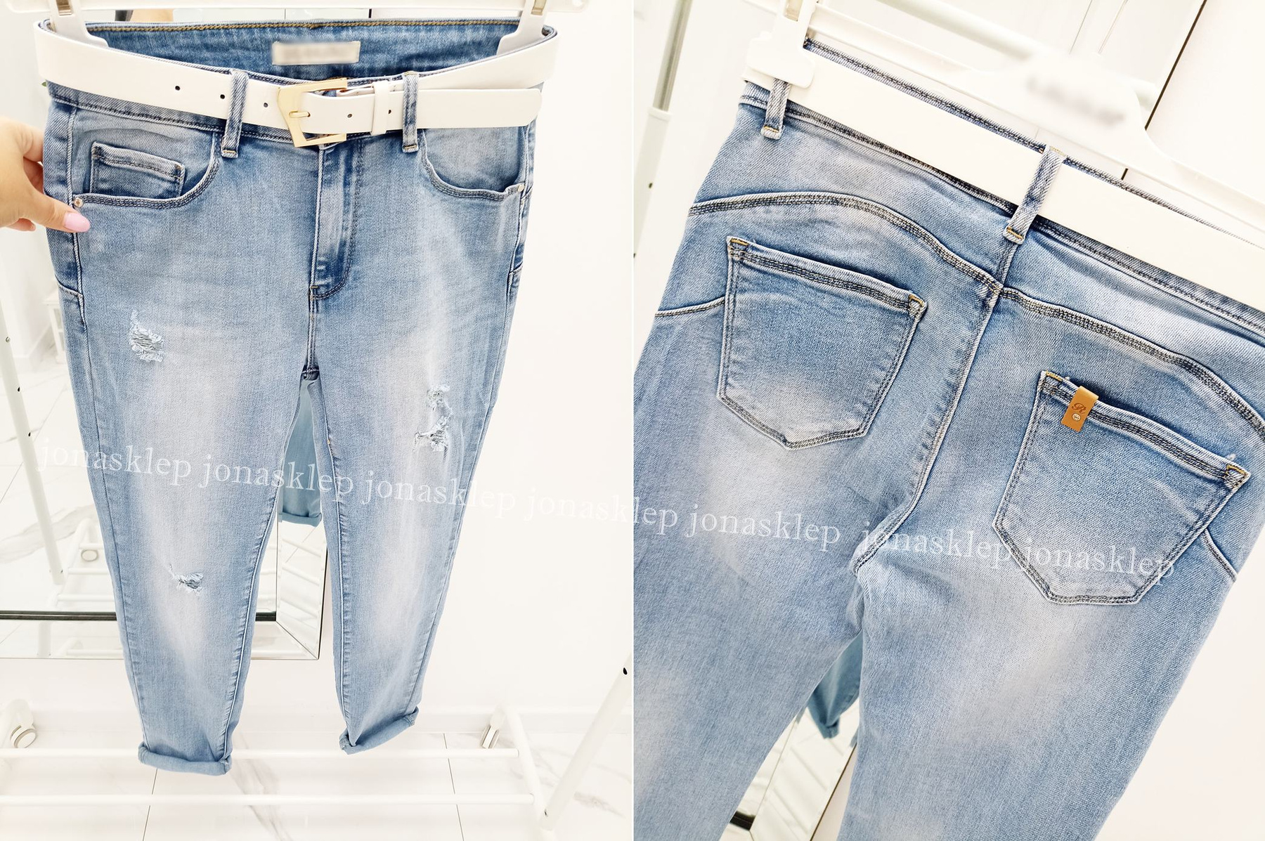 Jasne spodnie push up dziury PLUS SIZE