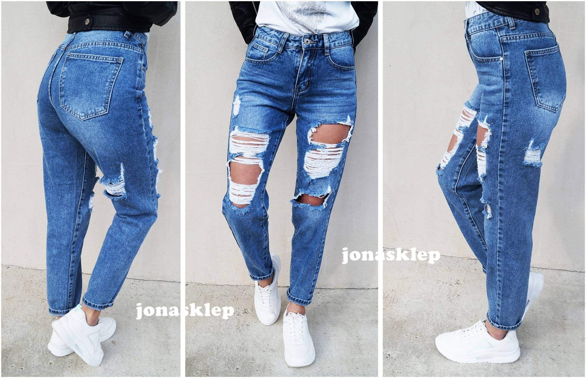 Casual boyfriend z dziurami na tyle HOLES