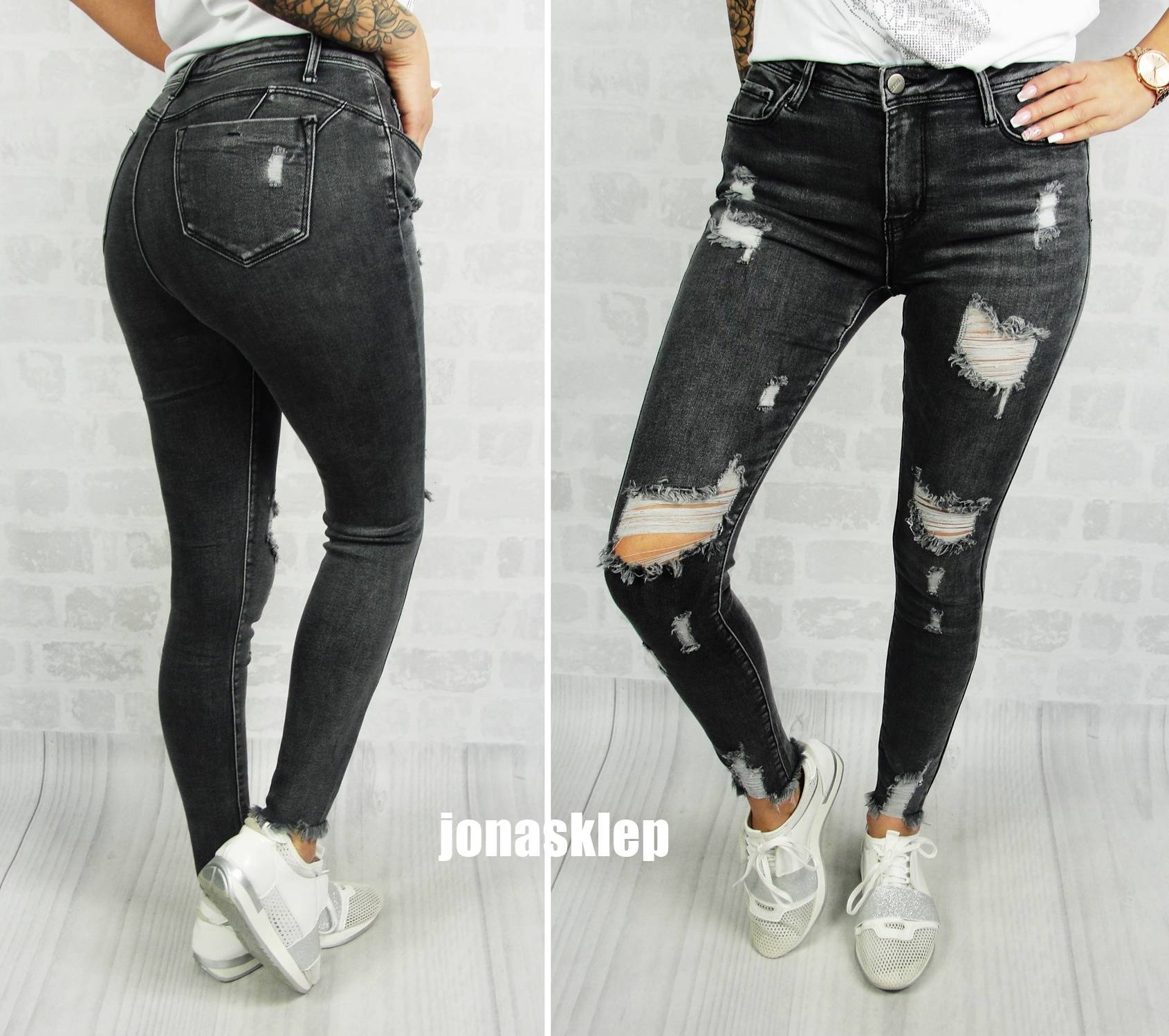 holes JEANSY gray ombre DZIURY 