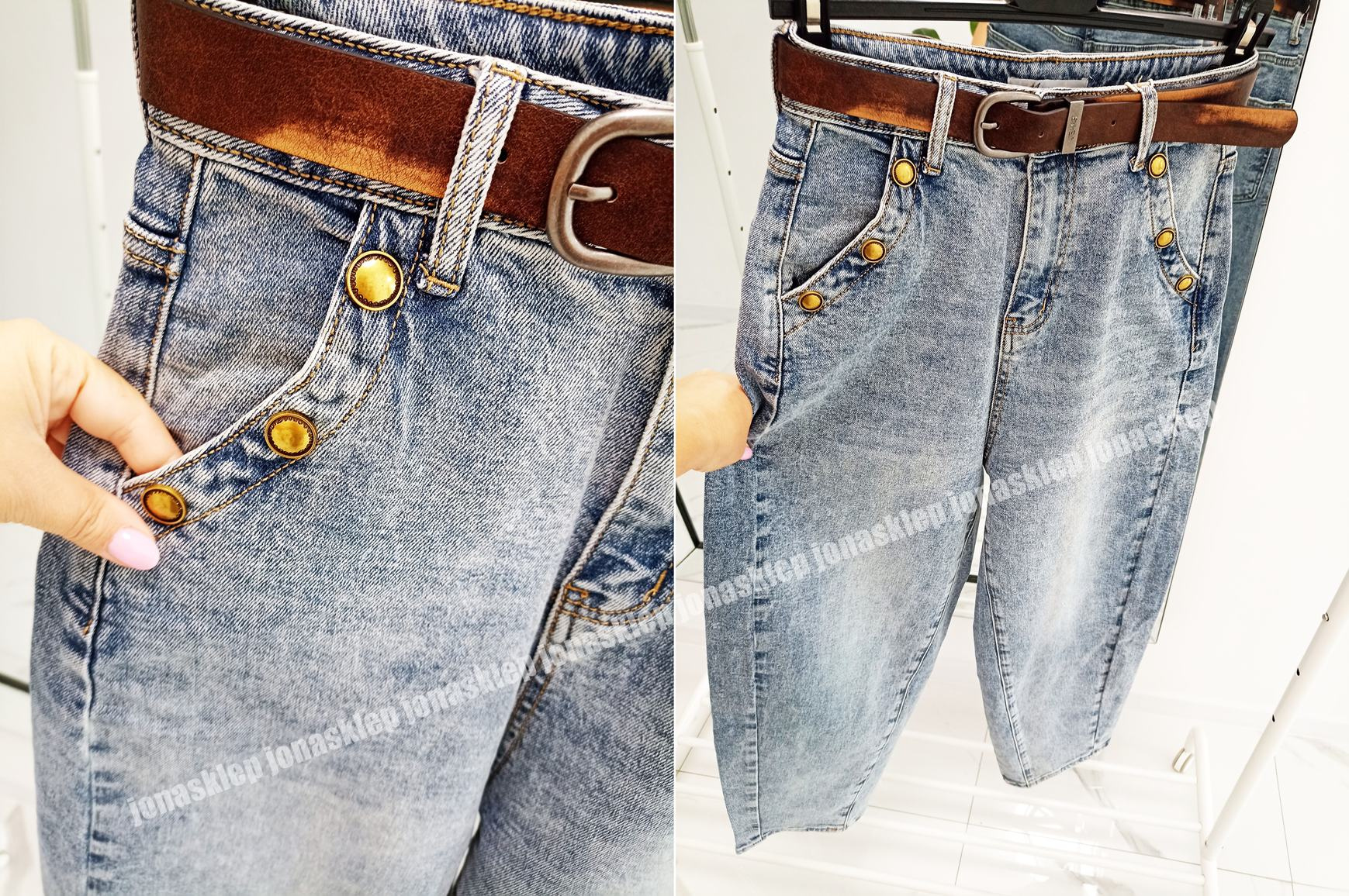 BALLON JEANS dżety vintage new look LUŹNE pasek