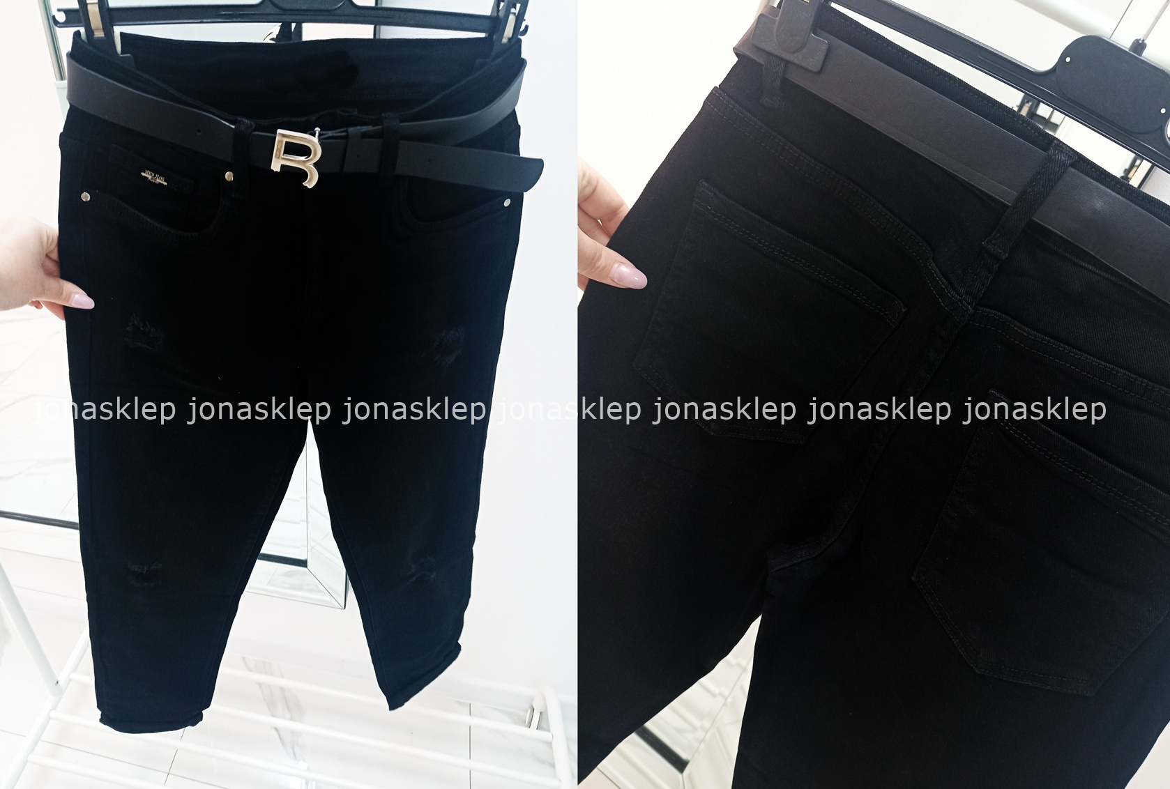 Czarne jeansy DZIURY BLACK mom fit PLUS SIZE 