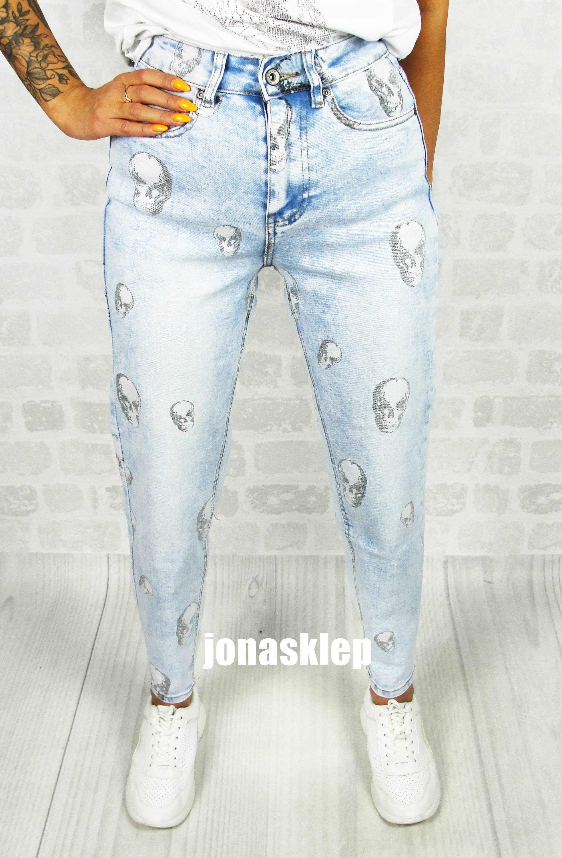 new BONES mom fit baggy CZASZKI spodnie 