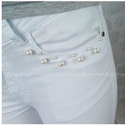 White PEARL BIAŁE RURKI SLIM FIT