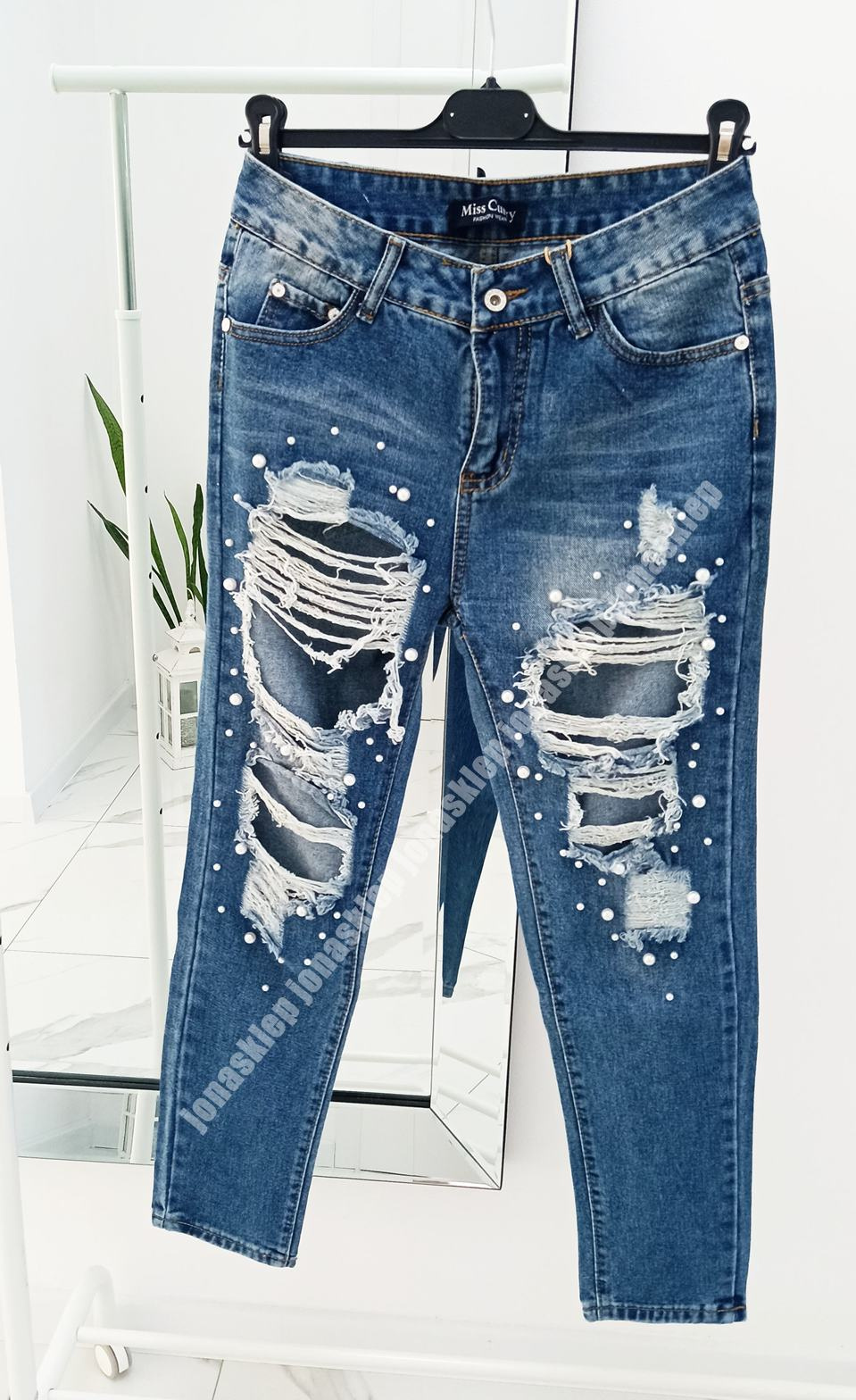 UNIKALNE JEANSY HOLES PEARL dziury