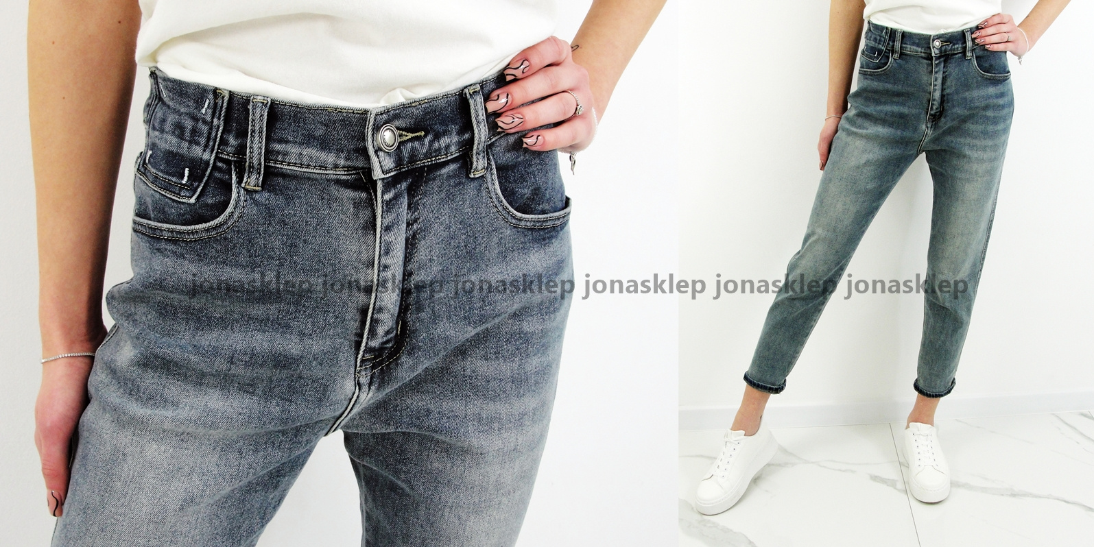 SLOUCHY JEANS gumka w pasie VINTAGE LUŹNE 