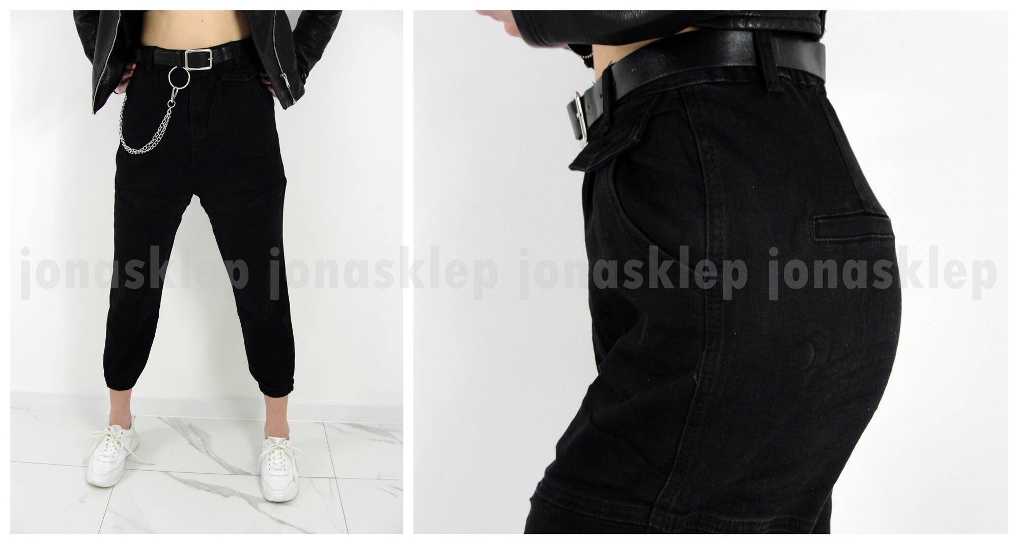 Baggy jeans jogger GUMKA ściągacz łańcuch