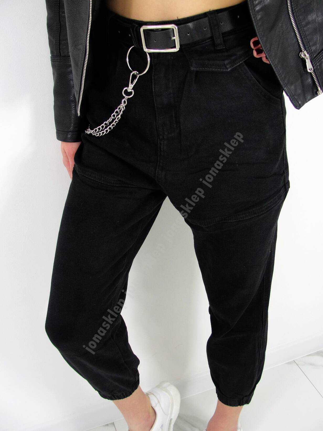 Baggy jeans jogger GUMKA ściągacz łańcuch