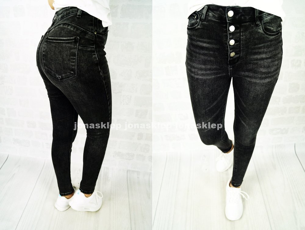 EXCLUSIVE jeansy z guzikami black SLIM FIT 