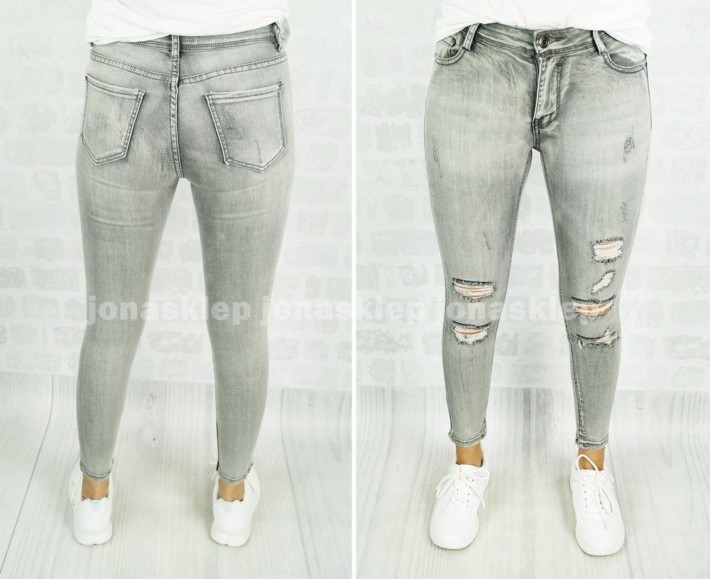 HOT szare RURKI DZIURY SKINNY GRAY