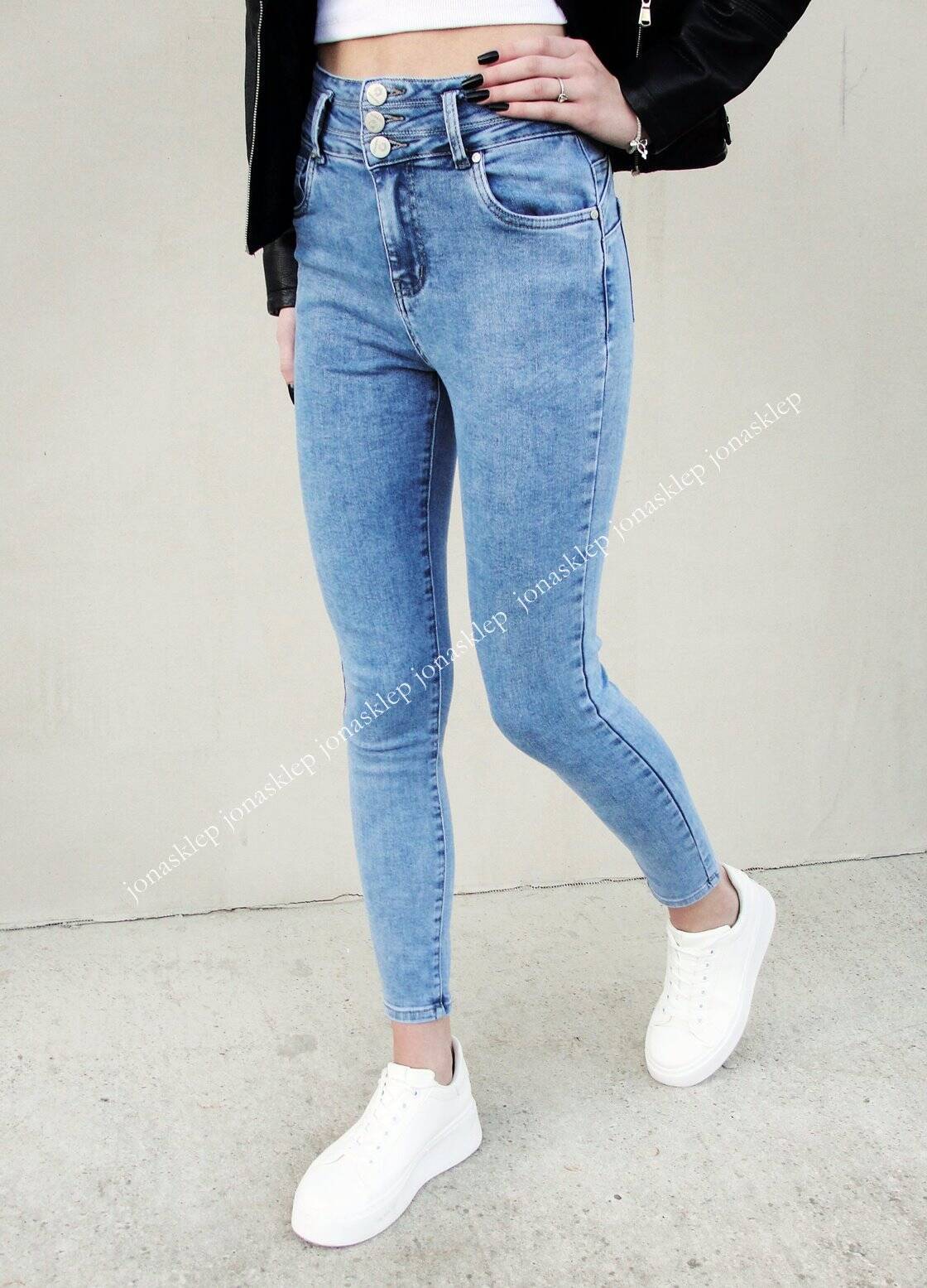 JASNE high waist jeans slim fit rurki PUSH UP