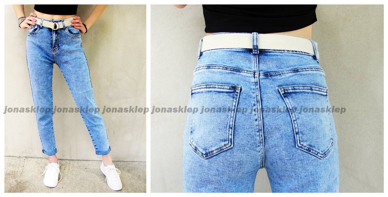 MAYBE jeans marmurkowe REGULAR vintage pasek