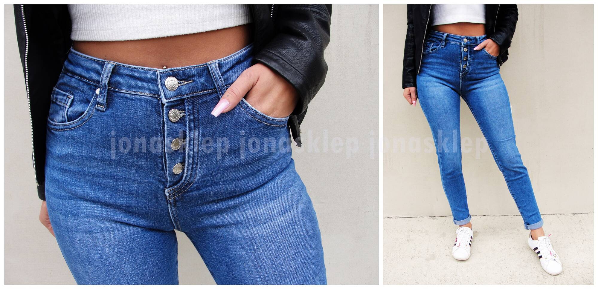 NEW spodnie zdobienia JEANS PUSH UP pas