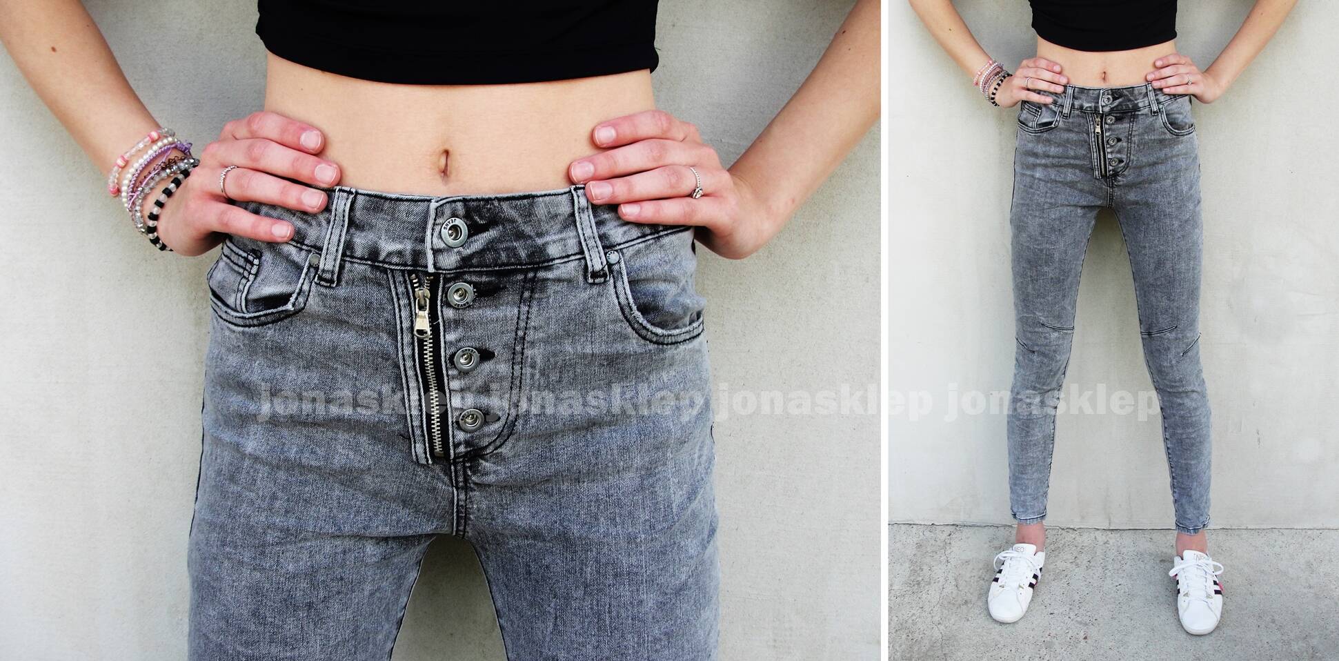 NEW zdobienia JEANS PUSH UP pas gray