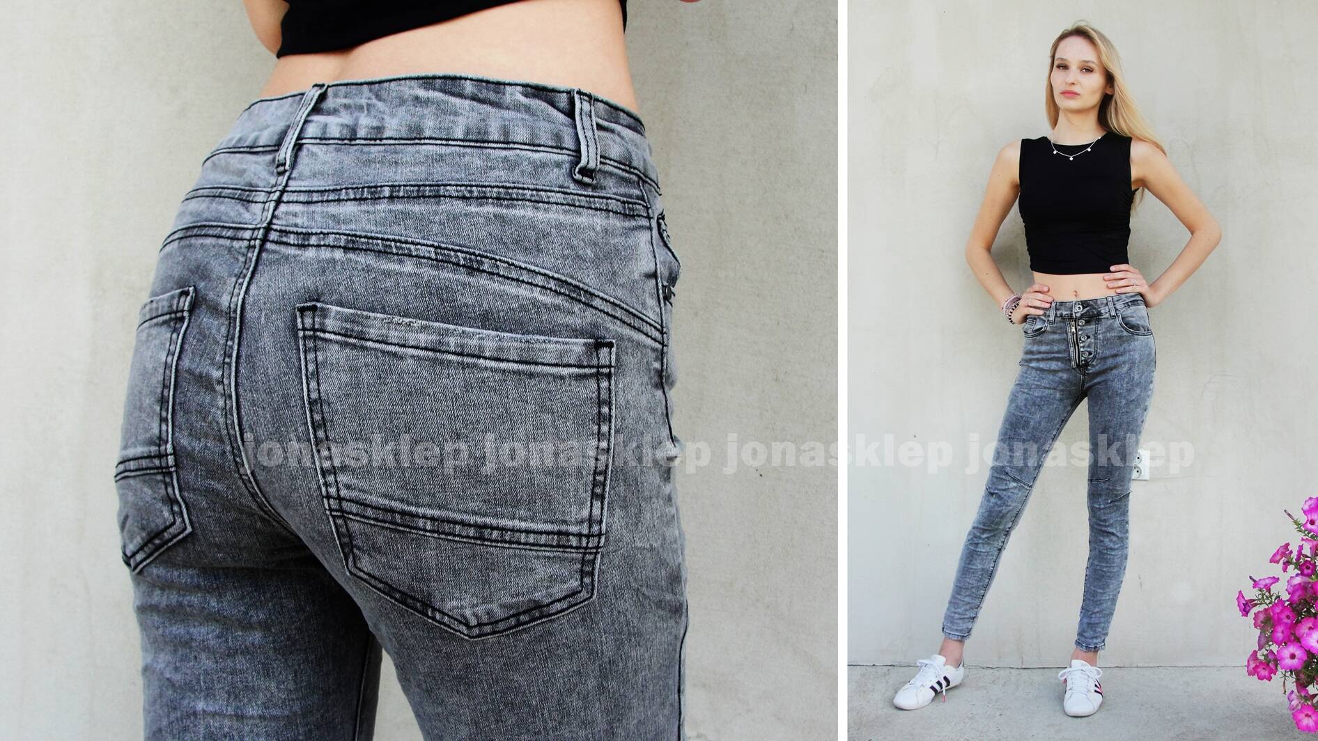 NEW zdobienia JEANS PUSH UP pas gray