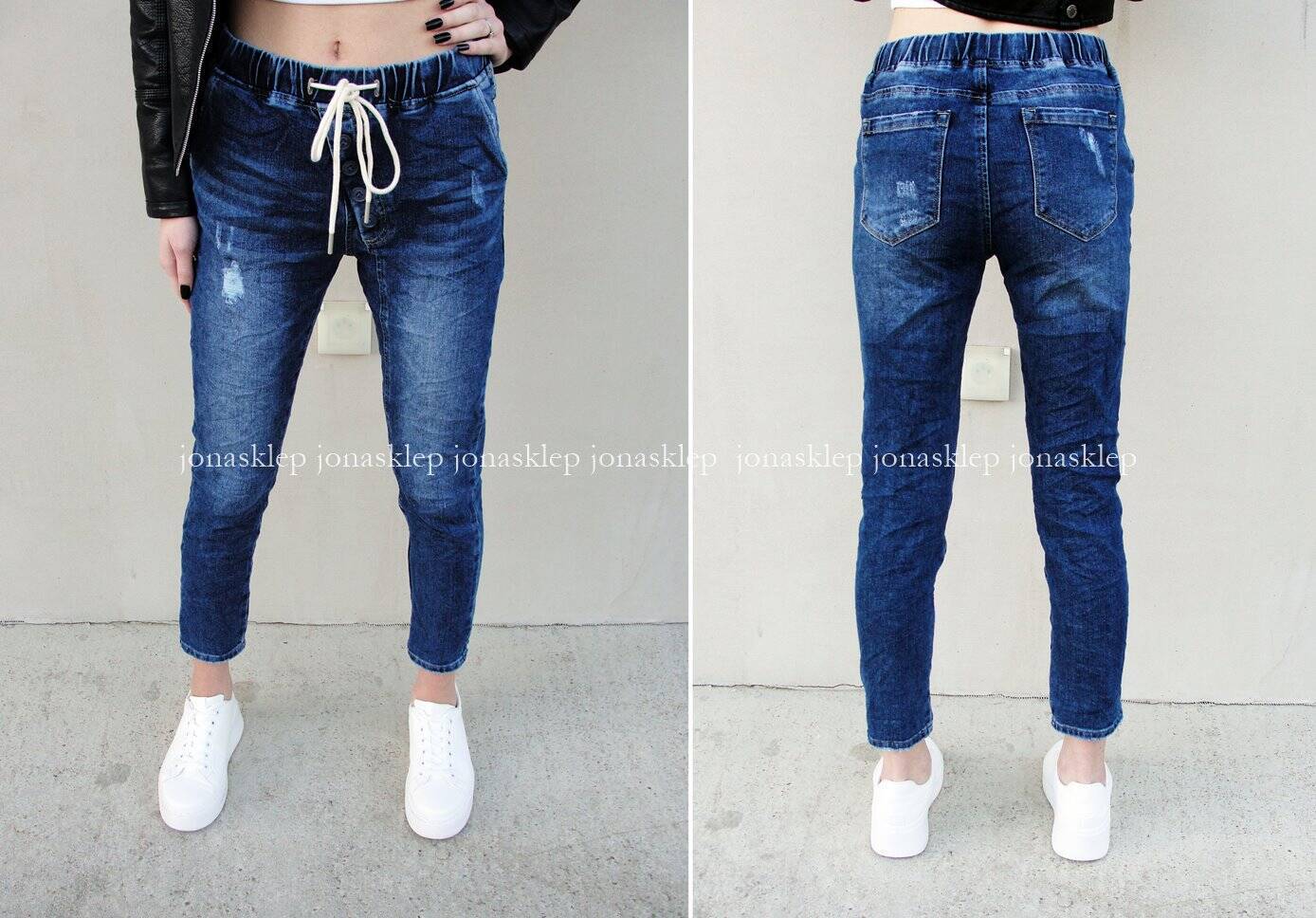 NEW zdobienia JEANS gumki joggery guziki