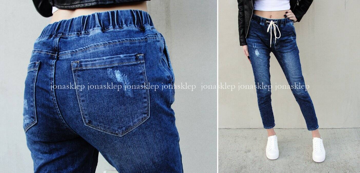 NEW zdobienia JEANS gumki joggery guziki