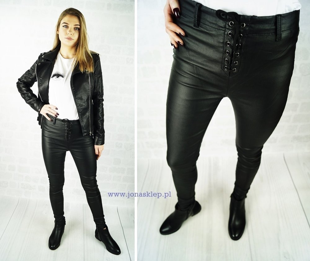 Spodnie classic woskowane LACE UP black