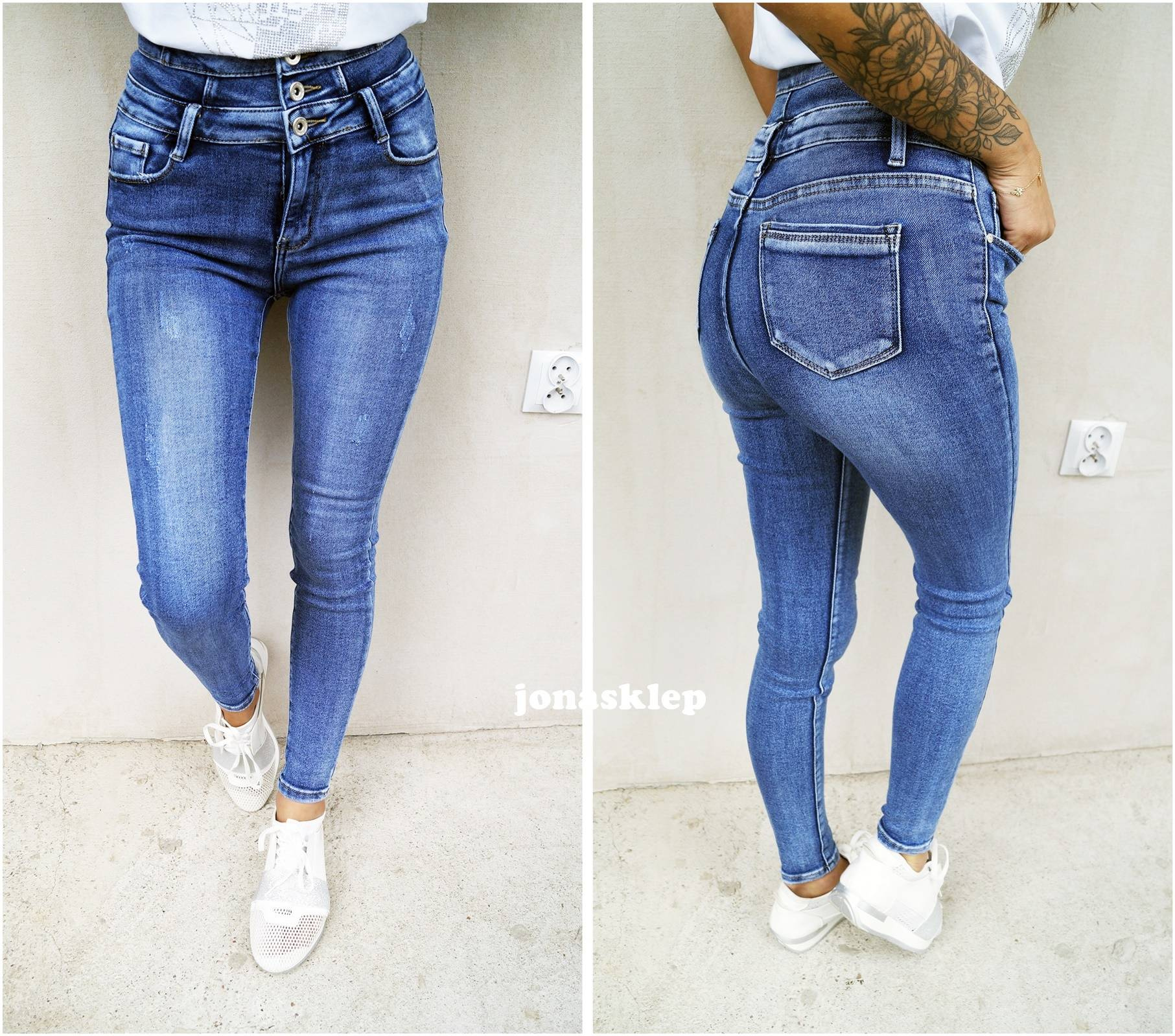 Spodnie high waist jasne rurki WYSOKI STAN