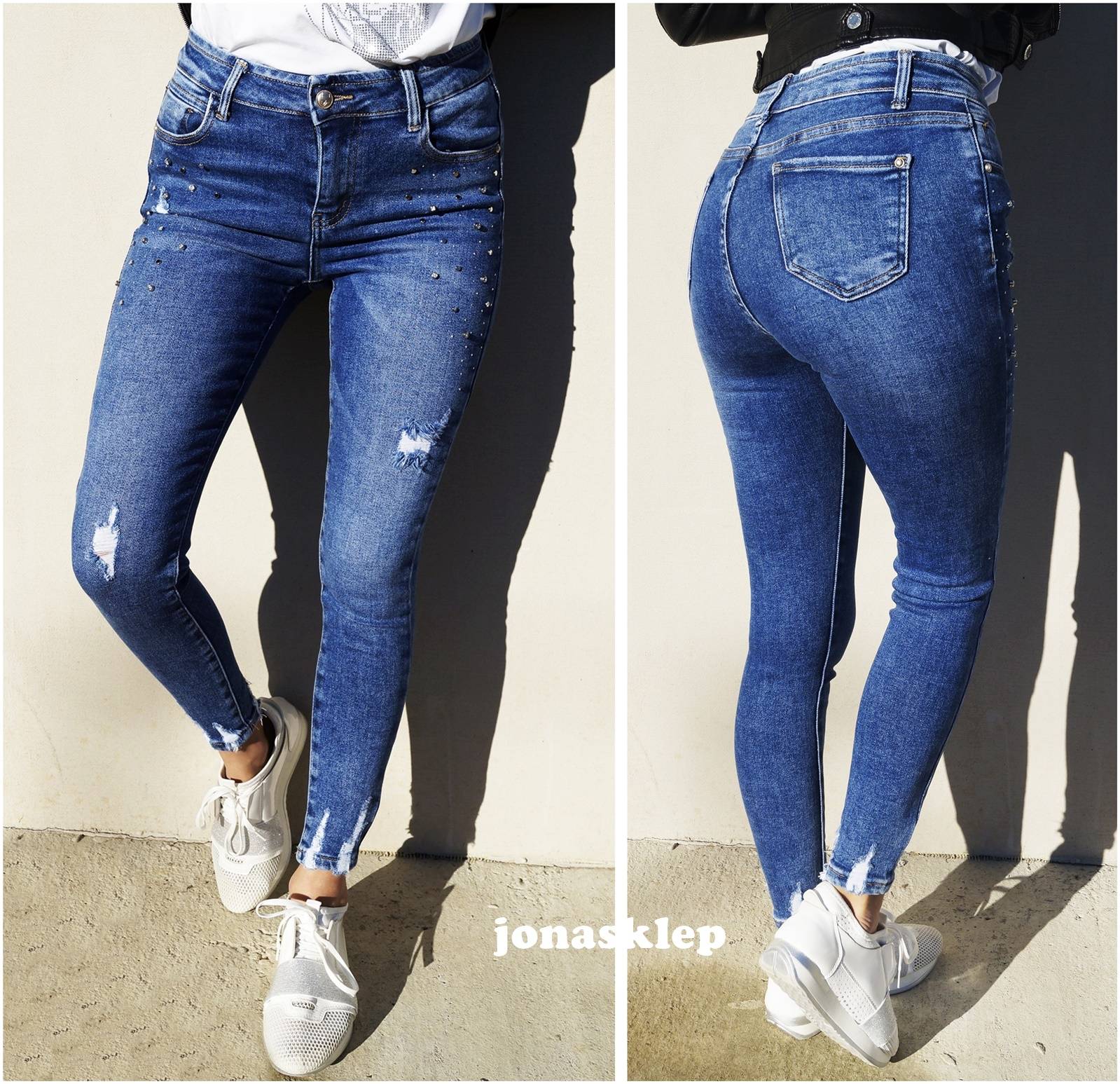 rurki jeans slim fit DŻETY na kieszonkach 